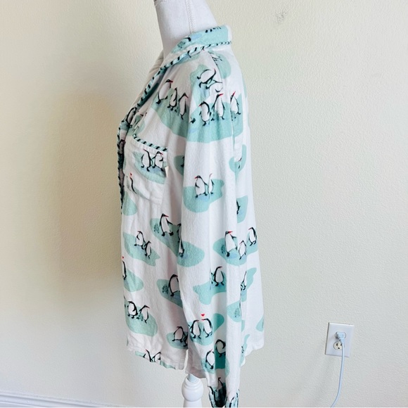 Munki Munki White & Blue Penguin Snow Striped Pajama Long Sleeve Pants Set - Picture 7 of 15